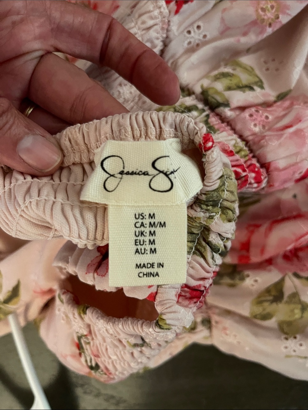 Jessica Simpson Cream and Pink Floral Eyelet Midi Dress - Picture 2 of 3
